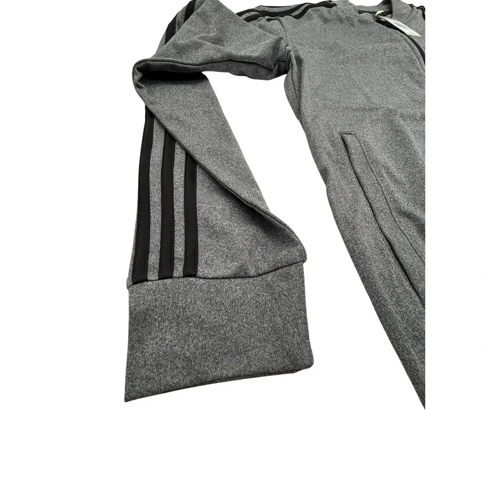NWT - Adidas Mens Full Zip Track Jacket Gray Three Stripe Lightweight Sportswear